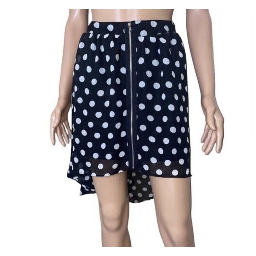 Disney Minnie Mouse Black Polka Dot High Low Skirt w Lining Woman's Size XL EUC